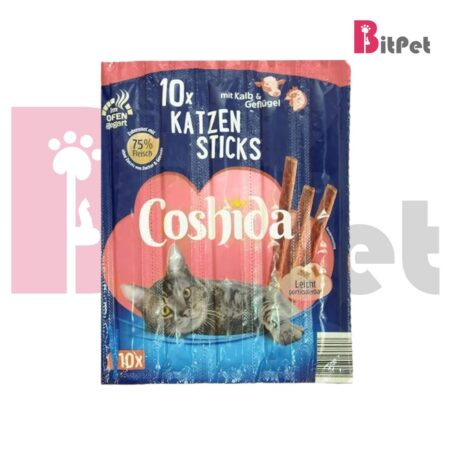 تشویقی مدادی گربه کوشیدا مدل coshida Stick Treat Beef & Poultry طعم ماکیان و گوشت گاو بسته 10 عددی