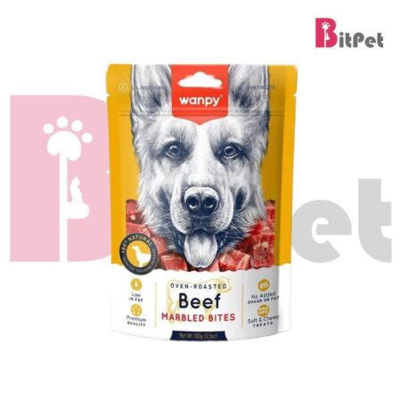 تشویقی سگ ونپی گوشت ماربلد marbled bites با طعم گوشت گاو  وزن 100 گرم